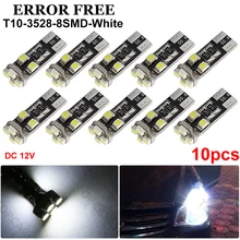 10 шт. T10 светодиодный Canbus 8 SMD 3528 Светодиодный 194 168 W5W лампы белые лампы авто Интерьер инструмент купол багажник номерного знака