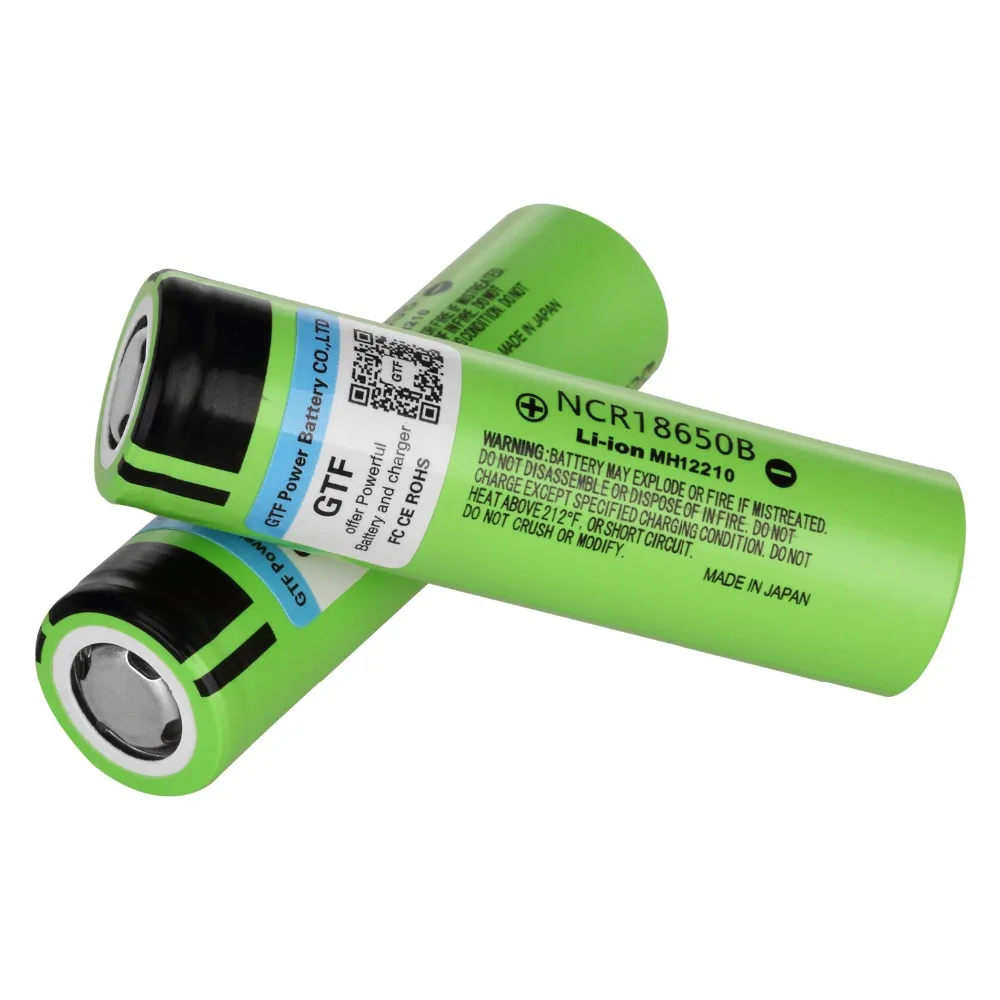 GTF 100% оригинал 2 шт 18650 Батарея с Зарядное устройство 3 7 V 3400 mah NCR18650B литиевых