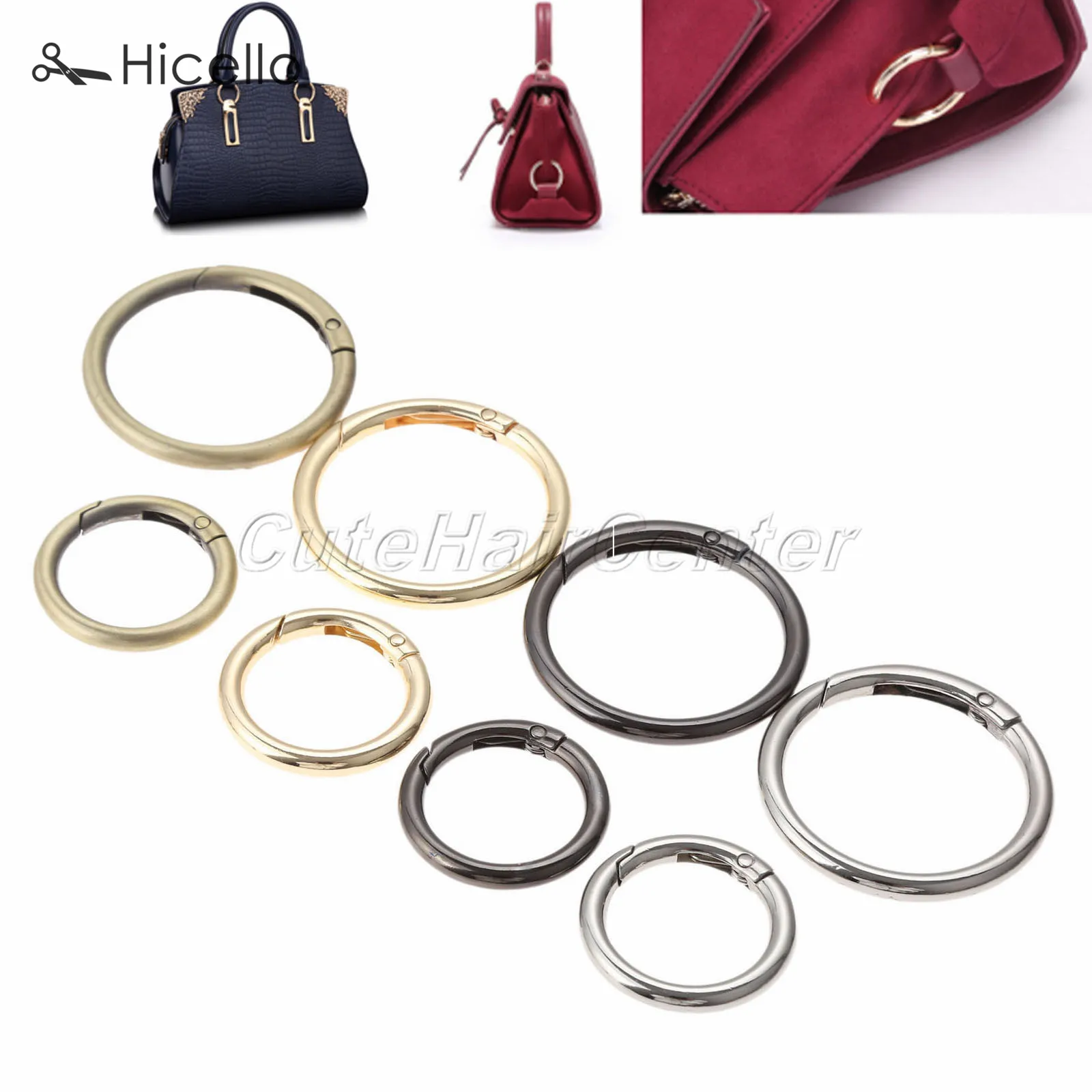 

1pc Spring O Ring Metal Gate D Openable Keyring 25mm/38mm Leather Bag Purse Belt Strap Clasp Gold Silver Black Bronze Hicello