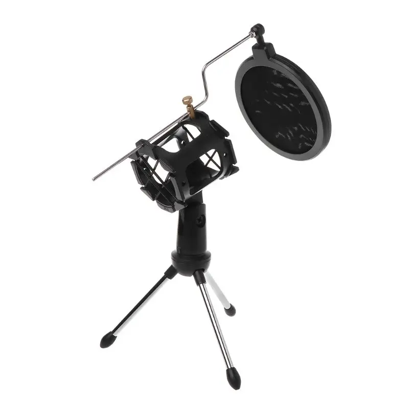 Professional Mic Stand Tripod Microphone Holder Adjustable Windscreen Acoustic Filter Bracket Cover Support Rod Shield Audio