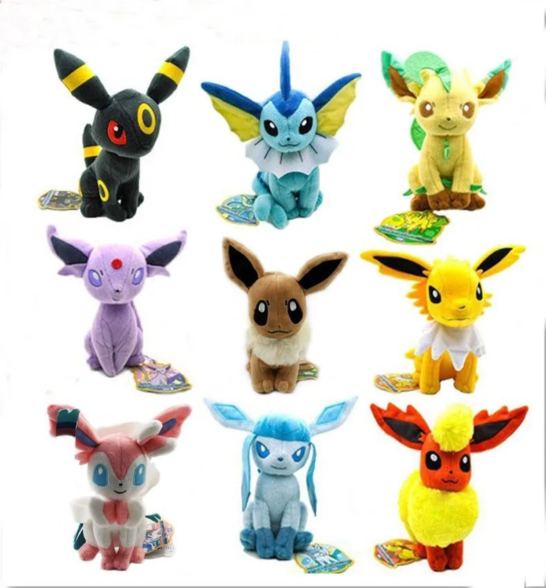 20 см 9 шт./лот Eevee плюшевые игрушки мягкие Sylveon Eevee Espeon Jolteon Vaporeon flarion Glaceon куклы