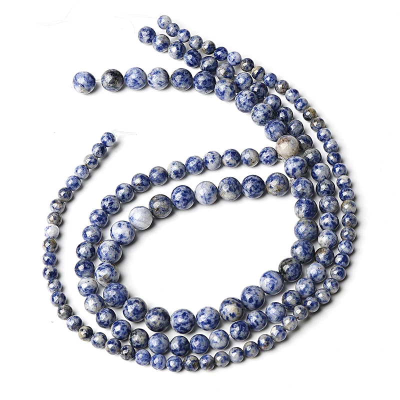 

Wholesale Pure Natural Blue Spot Stone Beads 4/6/8/10/12mm Diy Bracelet Necklace 15inch Elegant Women Gifts Loose Beads gem H364