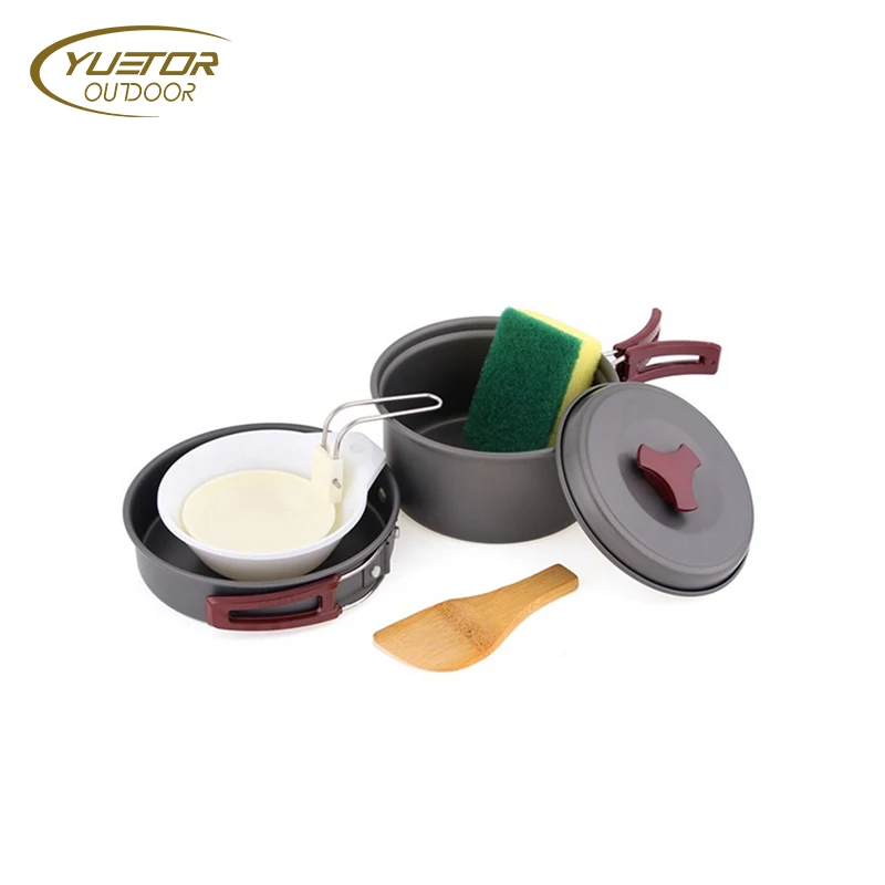 

YUETOR OUTDOOR 10pcs/set 1-2 People Aluminmum Portable Outdoor Camping Hiking Cookware Backpacking Cooking Picnic Bowl Pot Pan