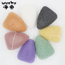 

Natural konjakc 7 colors Triangle powder puff WUSHY factory direct sale high-quality Natural elements cleansing powder puff