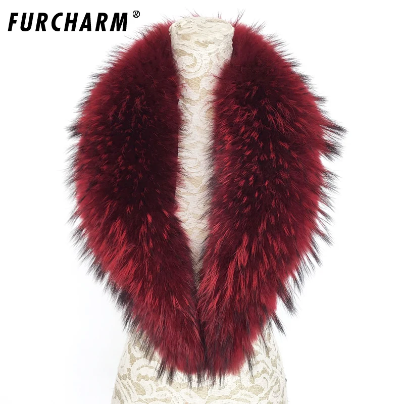 Kopen FURCHARM 2018 Winter 100% Echte Natuurlijke Bontkraag Dames Sjaals Fashion Jas Trui Sjaals Kraag Luxe Wasbeer Bont Hals Cap