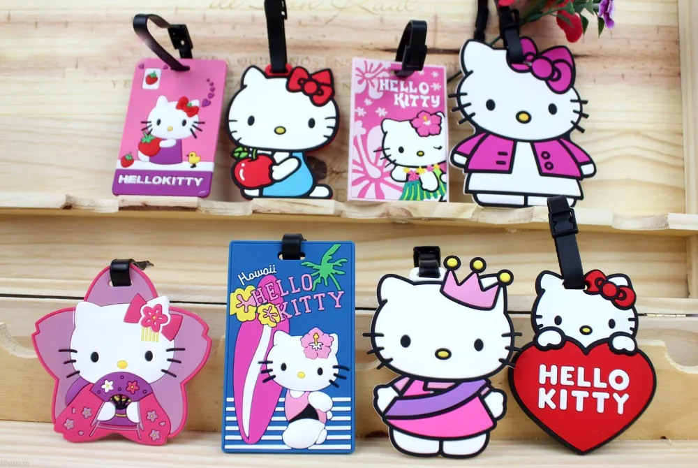 Оптовая продажа 10 шт Стильная мультяшная Hello Kitty Милая резиновая багажная бирка