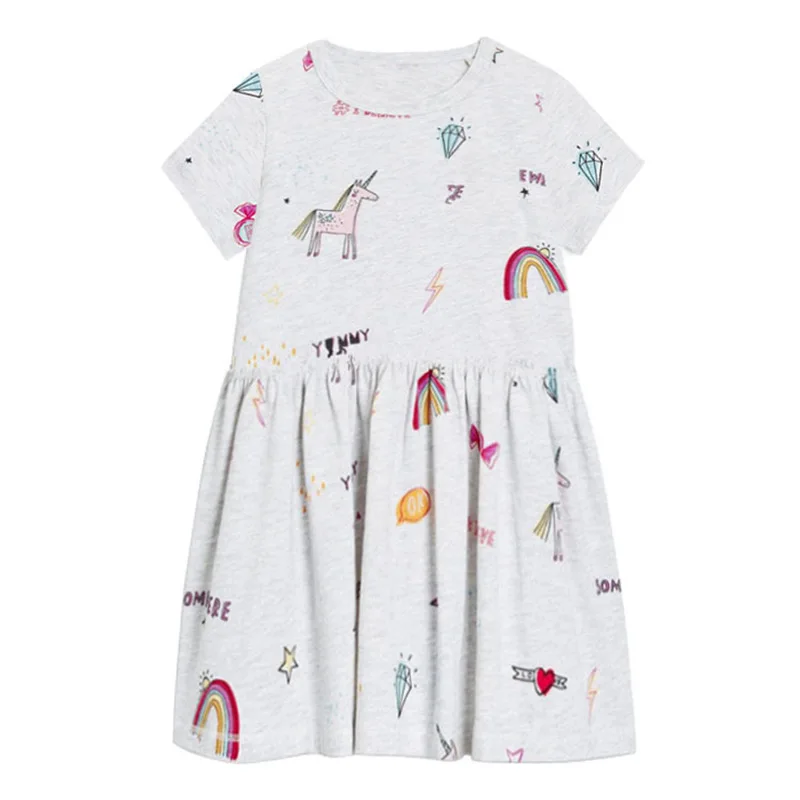 VIKITA/летние платья для маленьких девочек; детское платье с рисунком единорога; детское платье с короткими рукавами; vestidos; Детские хлопковые платья с принтом - Цвет: REJM6325