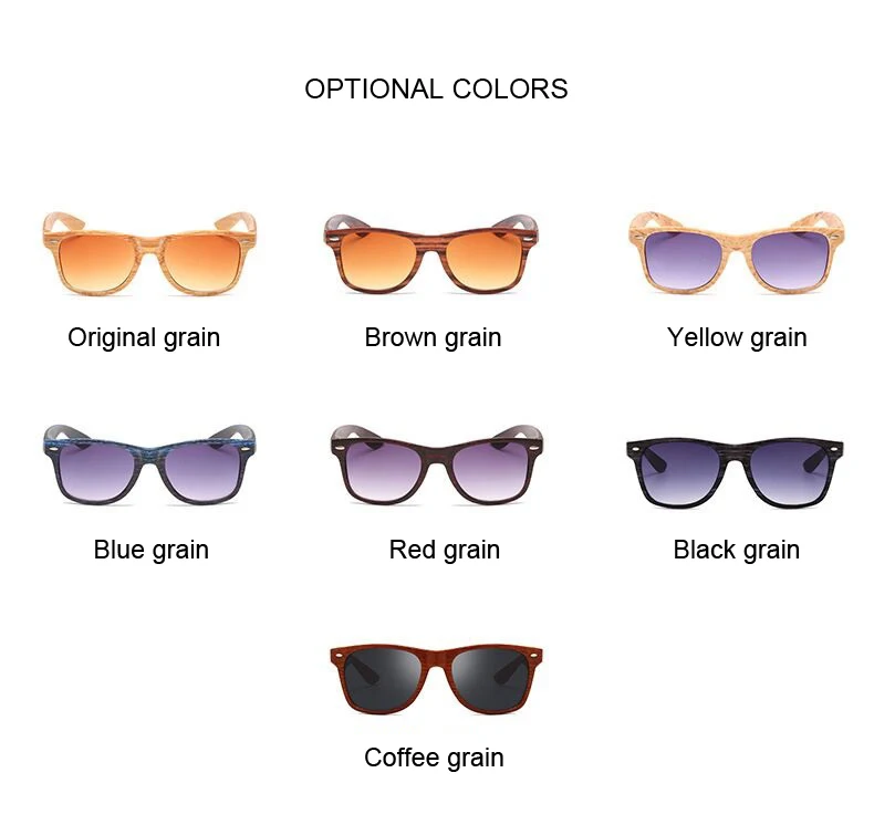 Imitation Wood Shades Women Sunglasses Black Fashion Square Small Frame Vintage Retro Glasses Unisex Oculos Feminino