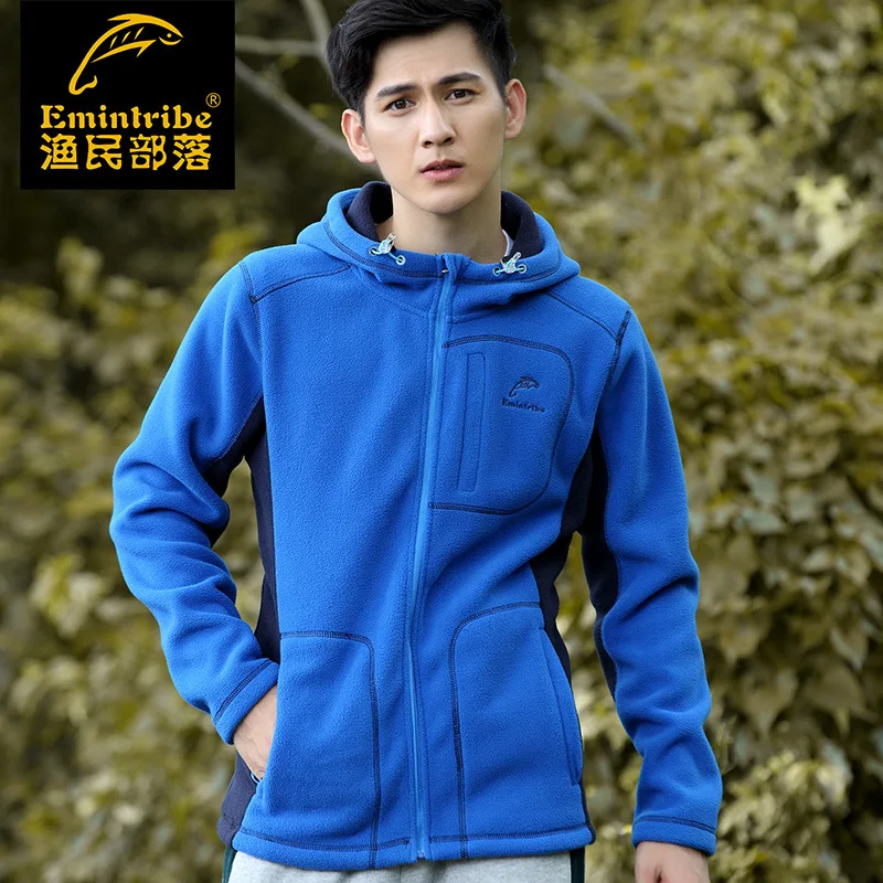 Men warm fleece jacket Windproof sport Comfortable thermal Men Camping