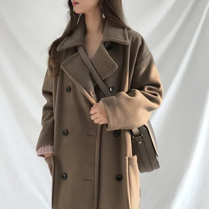 Laura's Store// high quality anti season women wool blends coats,solid wool blends coats,long winter coats 2018,free shipping