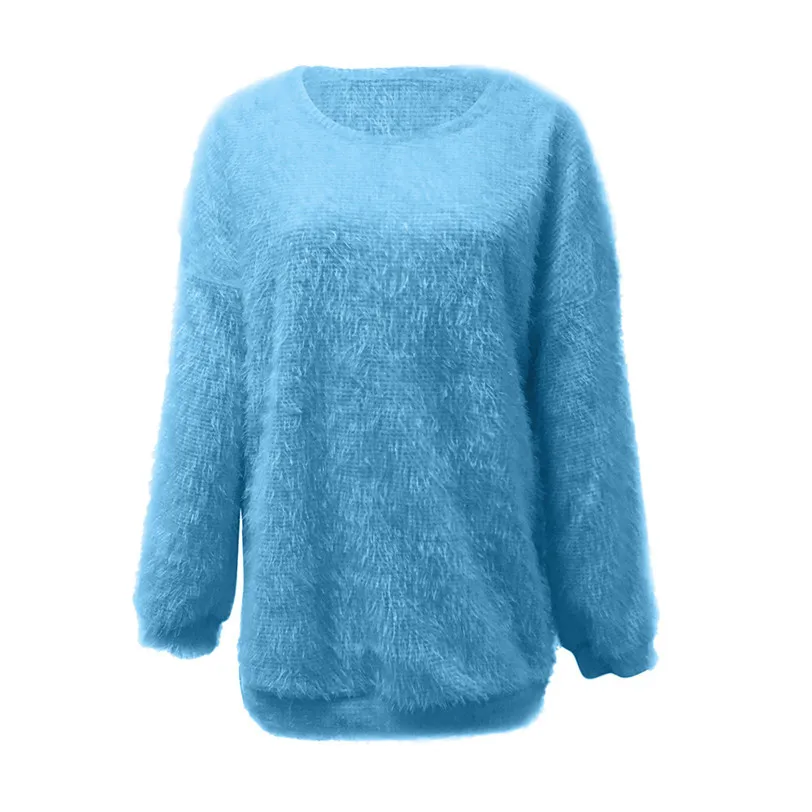 Candy Colors Pullover Plus Size Loose Knitted Sweater Warm Latern Long Sleeve Sweater Casual Solid Jumpers Ladies #F#40NV01 (22)