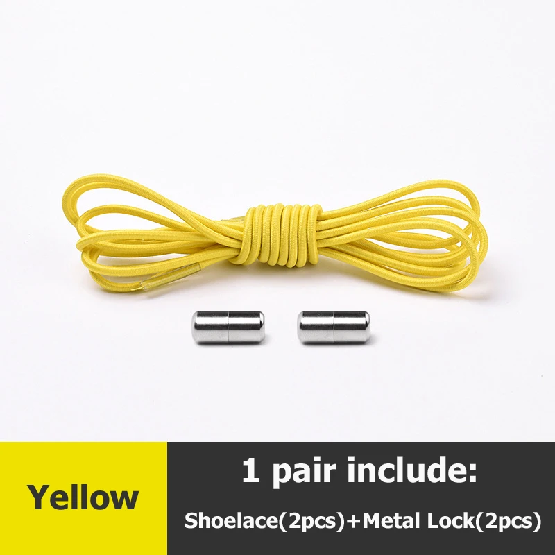 Yellow Шнурки без завязок металлические шнурки с эластичным шнурком для обуви система шнурков для кроссовок кроссовки для детей и взрослых - Цвет: Yellow