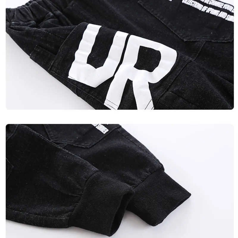 5 Jogger Boys Pants Kids Jeans Bebe Pantalones Fall & Winter Warm Jeans Denim Designed Letters Pants New Year