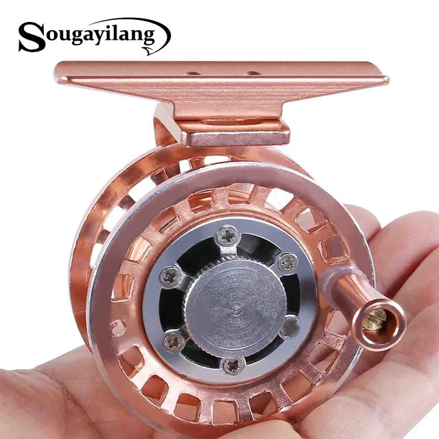 Cheap Sougayilang Full Metal Ultra-light Mini Fly Fishing Reel Winter Fishing Wheel Carp Ice Fishing Reels Fishing Tackle Pesca