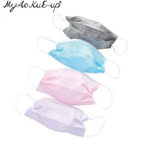 20 шт./упак. нетканые Тканевые маски Цветной одноразовая маска Анти-пыль большой размер сплошной цвет эластичный пояс Слои медицинская маска для лица для наращивания ресниц