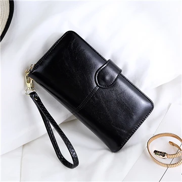 Западный благоприятный женский кошелек портмоне бумажник женский держатель для карт длинный женский клатч Carteira Feminina PU кожаный кошелек для телефона - Цвет: Черный
