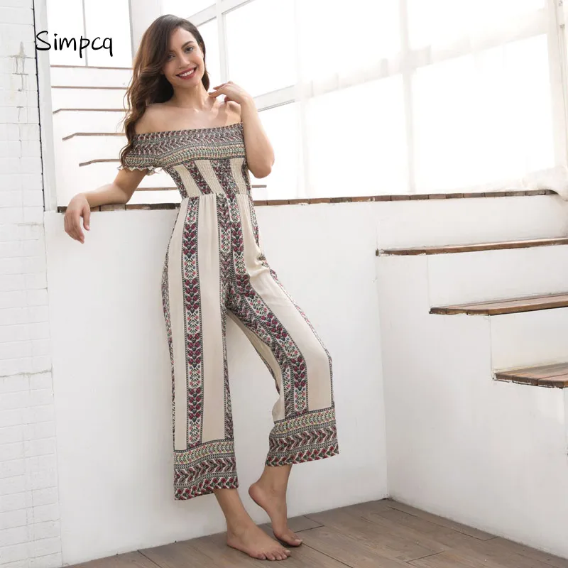 Real Catsuit Body Beach Umbrella Pareos Summer Seaside Wear Long Rompers For Sexy Bra Bohemian Style Boat Neckline Design 