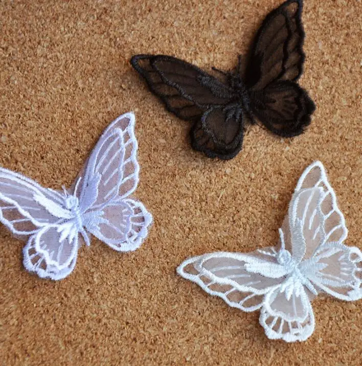 

5 Pieces 3D Colorful Lace Fabric Multicolor DIY Stereo Double Layer Butterfly Lace Applique Fabric Dress Decoration Bridal Trim