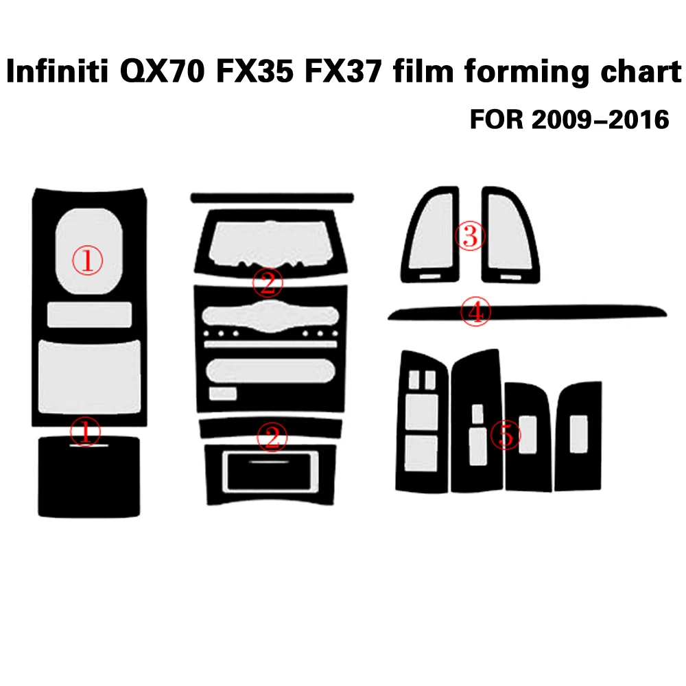 Для Infiniti QX70 FX35 FX37 подкладке центральной Управление Панель дверная ручка 5 мм Углеродистой волокно наклейки стайлинга автомобилей аксессуары