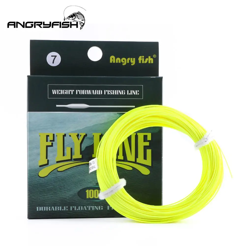 

ANGRYFISH WF 5F/6F/7F 100FT Dloating Fly Fishing Line Weight Forward Floating Nylon Backing Line Tippet Tapered Leader Loop Yell