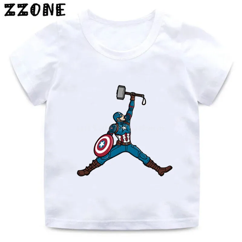 Футболка с принтом «мстители», «Железный человек», «Капитан Америка», «Тор» для мальчиков и девочек, Забавная детская одежда Marvel, Детская футболка, HKP5288 - Цвет: whiteC