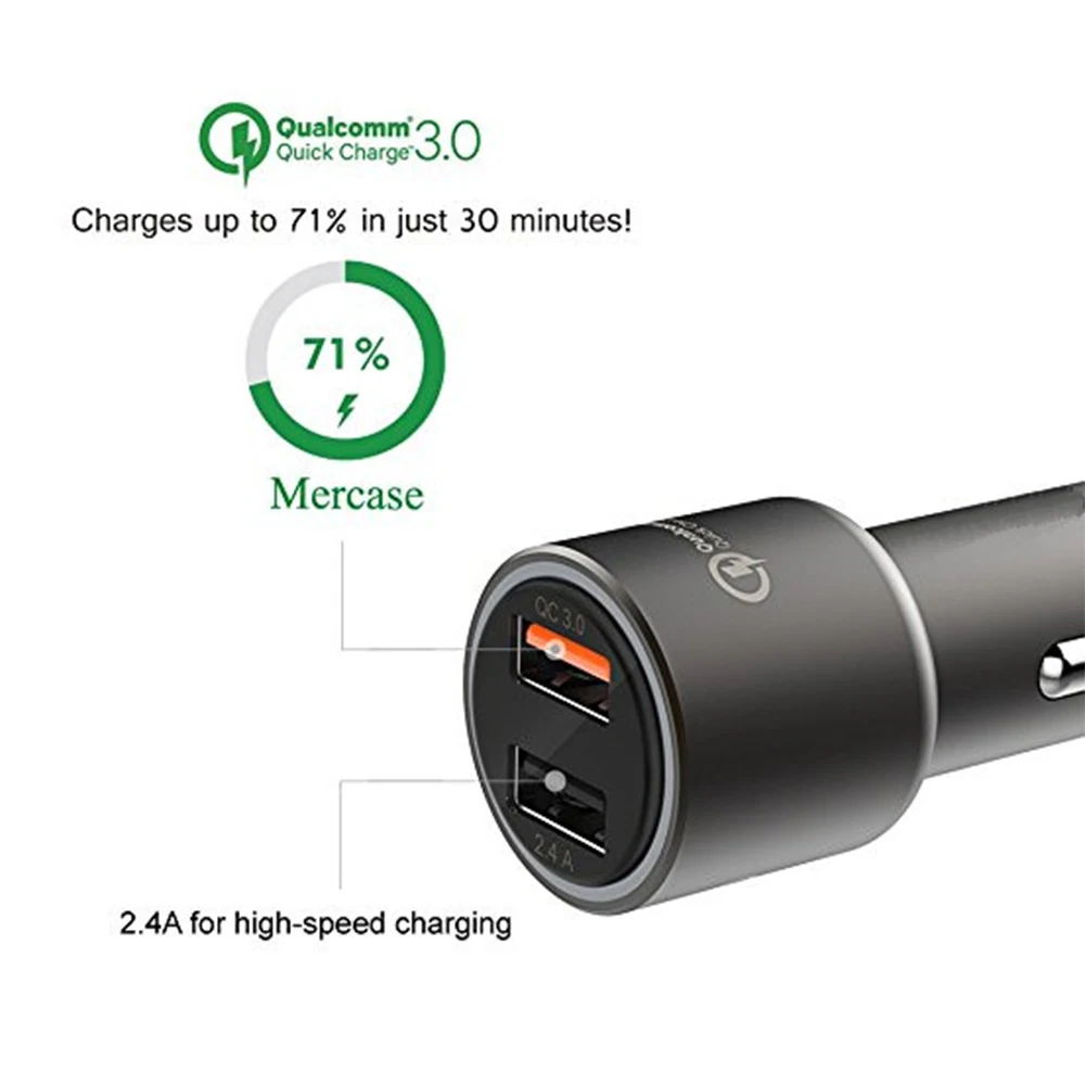 2 Порты usb автомобиля Зарядное устройство с Qualcomm QC3.0 Технология для samsung Xiaomi