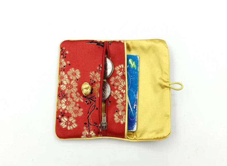 Творческий Китайский шелковый мешок сумка Рождественские подарочные сумки Держатель для карт маленький мешок на молнии монета кошелек вечерние свадебные сувениры мешочки для ювелирных изделий