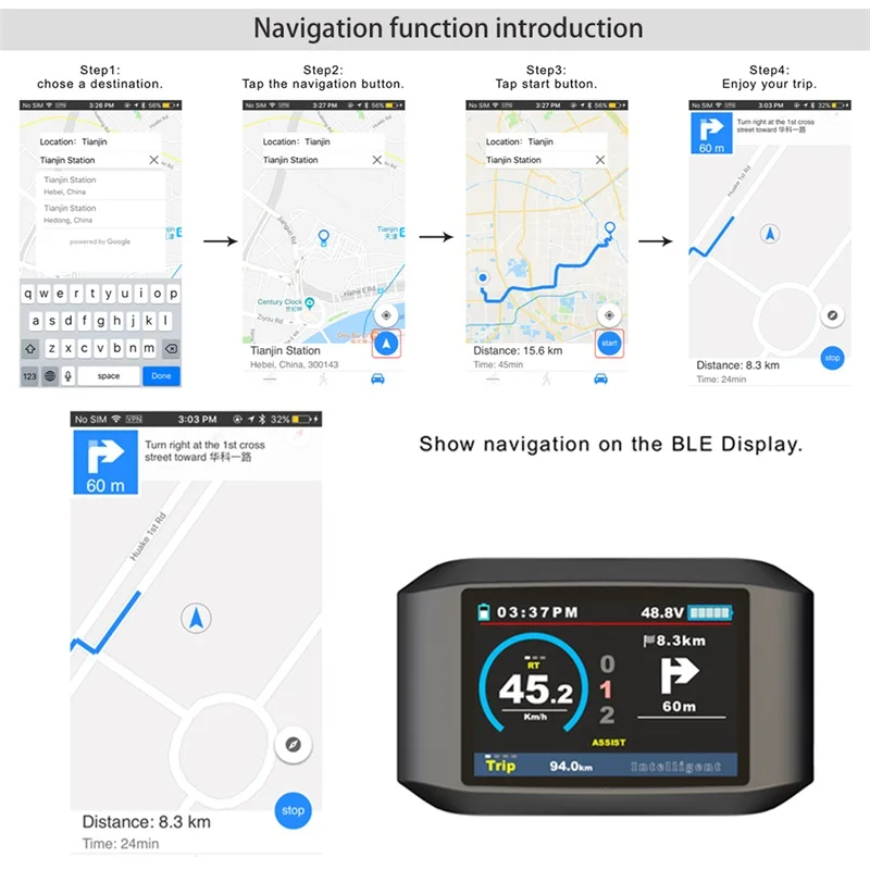 ЖК дисплей TFT 750C для электровелосипеда с системой iOS Bluetooth компьютер Bafang Hub Mid Motor