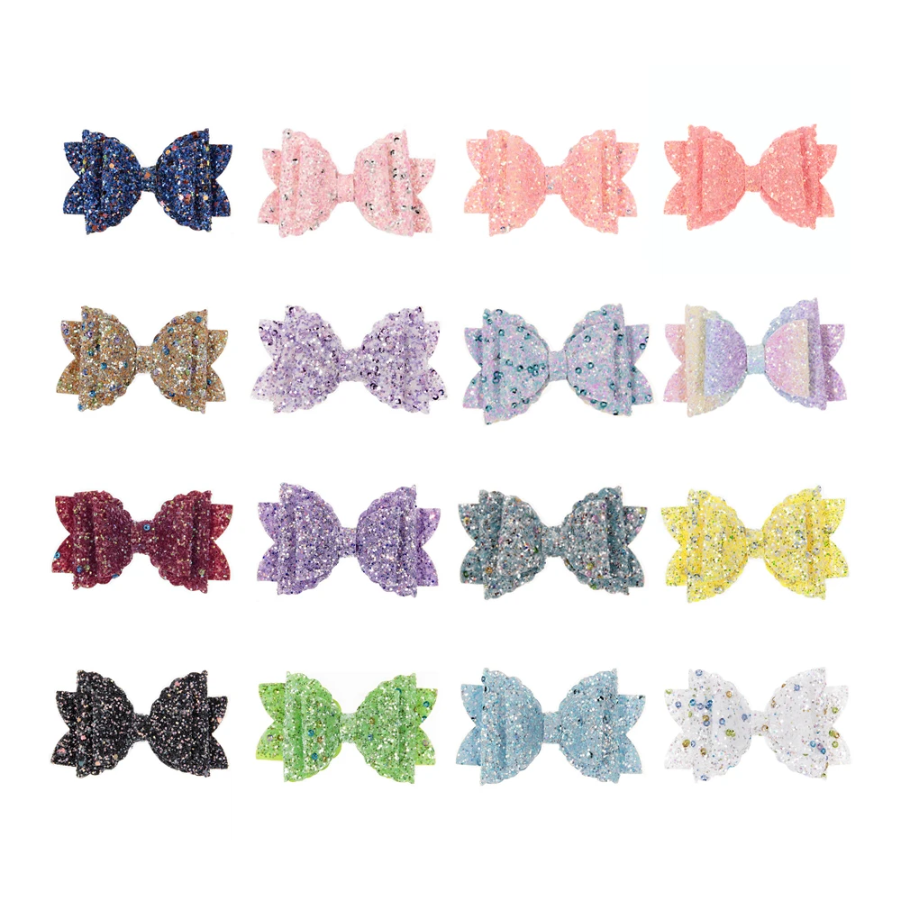 

Nishine 3pcs/lot Boutique Sequin Shiny Hair Bows for Baby Girls Headbands Hair Clips Diy Headwear Hair Accessories