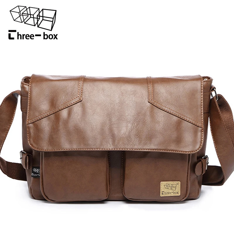 

Three Box Style Design Men's Bag Large Size Male Retro Casual Business Office Shoulder Bag Zipper Travel Back Vintage Tote Bags
