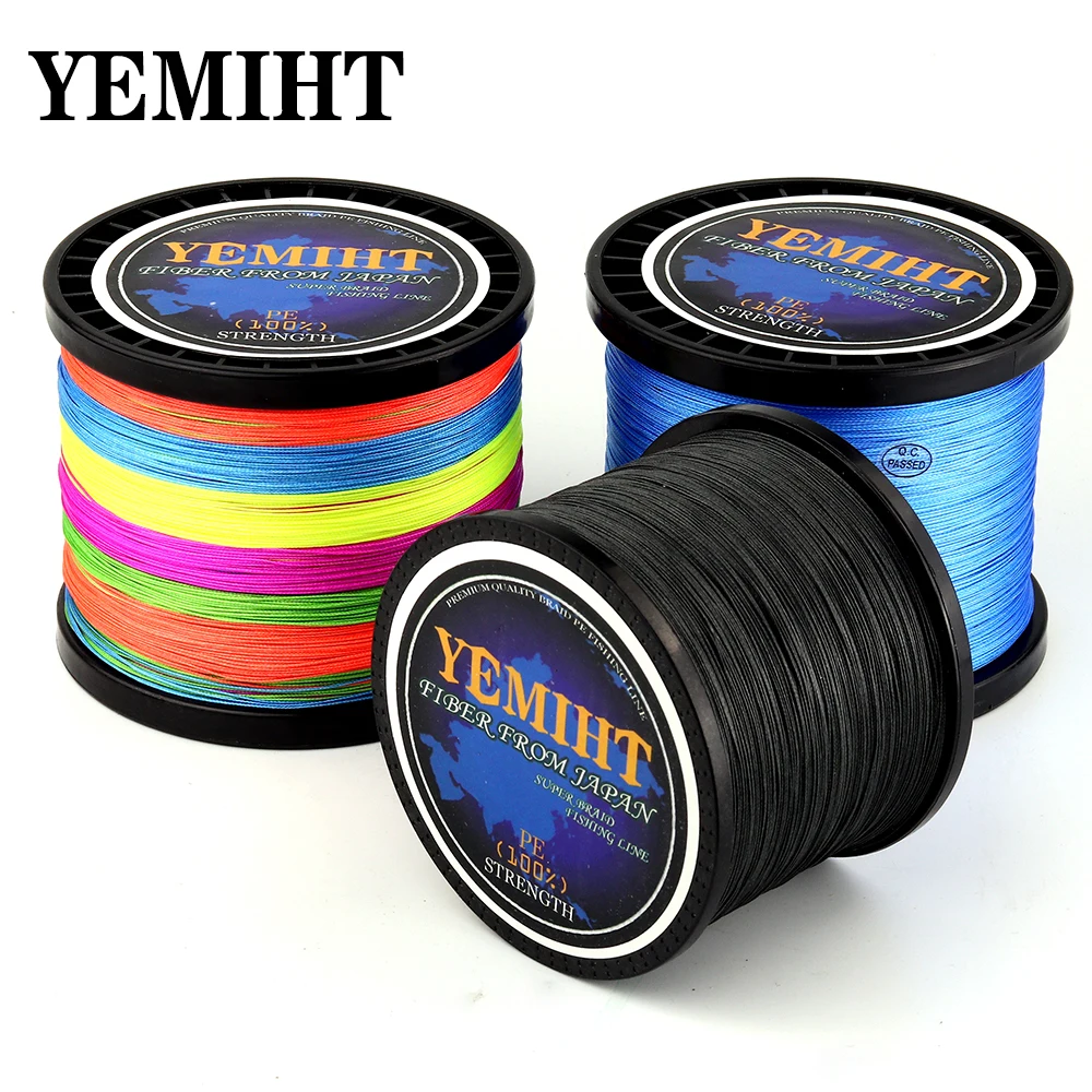 YEMIHT прочная плетеная леска 300 м 500 1000 8 прядей 4 10 120 фунтов pe мультифиалмент Карп