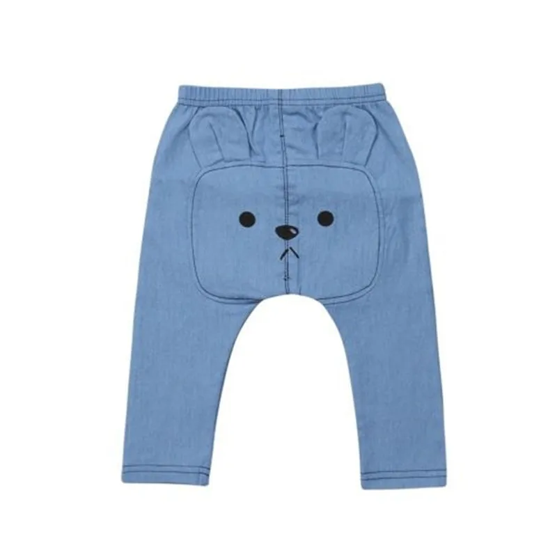 Штаны-шаровары с рисунком для маленьких мальчиков и девочек длинные штаны синего цвета с медведем для маленьких детей леггинсы для маленьких мальчиков и девочек спортивные штаны Clothes0-3Y