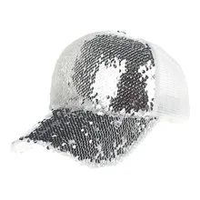 Модная кепка с блёстками пайетки Блестки Блестящие вечерние Клубные сетчатая бейсболка кепка эффектная Красивая регулируемая Женская обувь для девочек