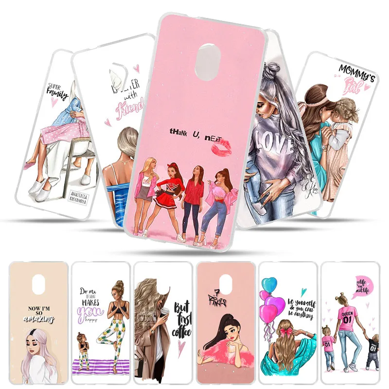 

Phone Cases For Alcatel 1C Case Silicone Soft TPU Painted Back Cover For Alcatel 1C 2019 5003D 5.0" Black Brown Hair Baby Mom