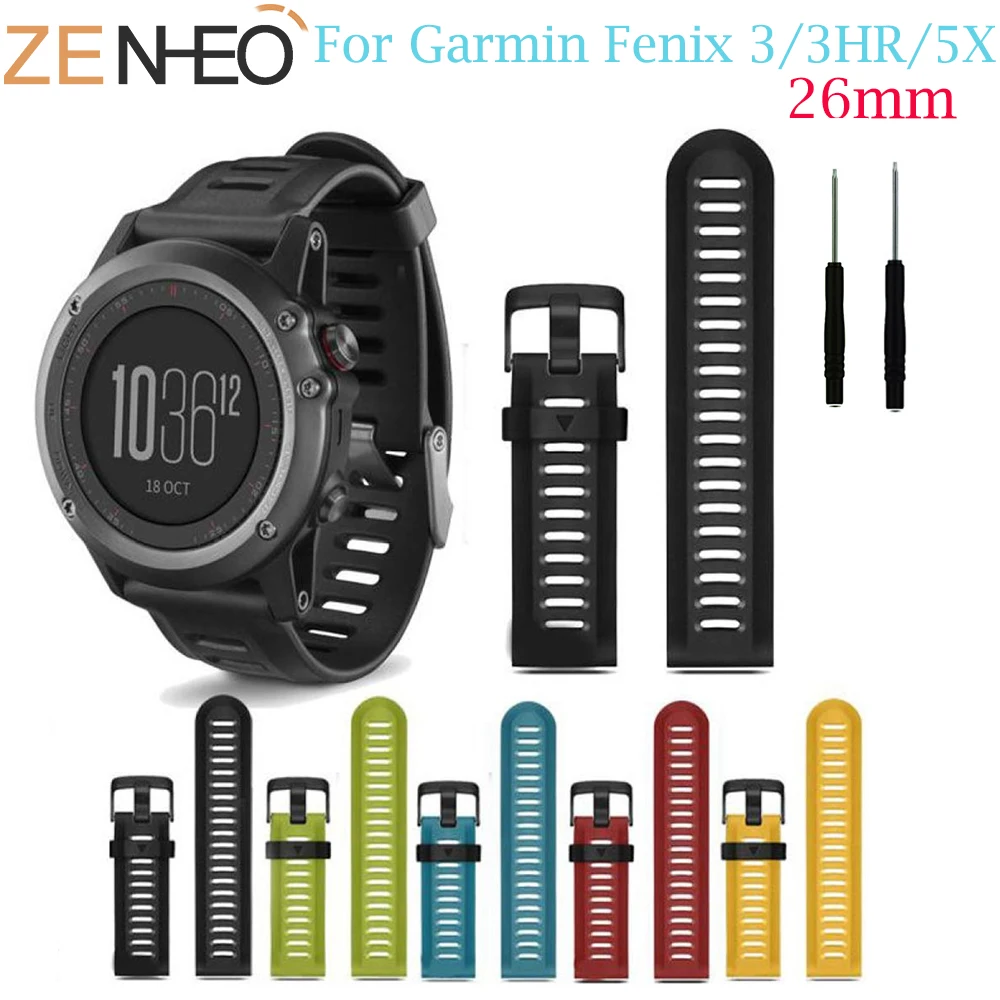 

Band Replacement Watchbands for Garmin Fenix 5X Sport Silicone wrist Strap for Garmin Fenix 3 /Fenix 3 HR GPS Watch With Tools