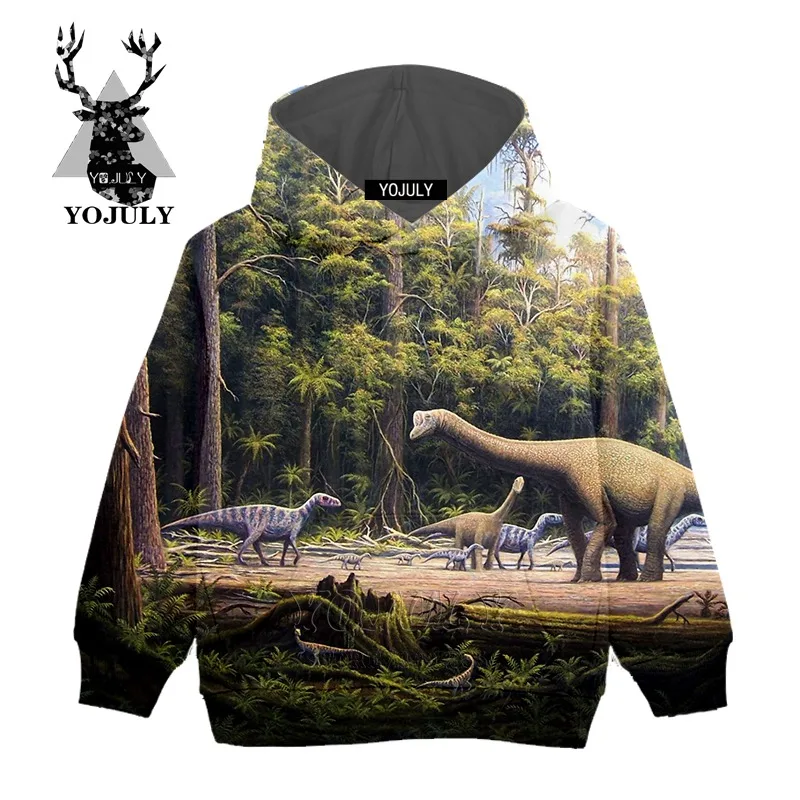 4 YOJULY Fashion Hoodie Boys Girls Teens Hoody Handsome dinosaur 3D Print sweatshirt Fashion Brands kids Clothes Long sleeve C67 - Цвет: 4