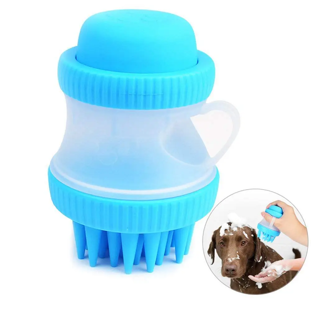 Pet Dog Cat Bathing Brushes,Pet Grooming Hand Brush With Container for