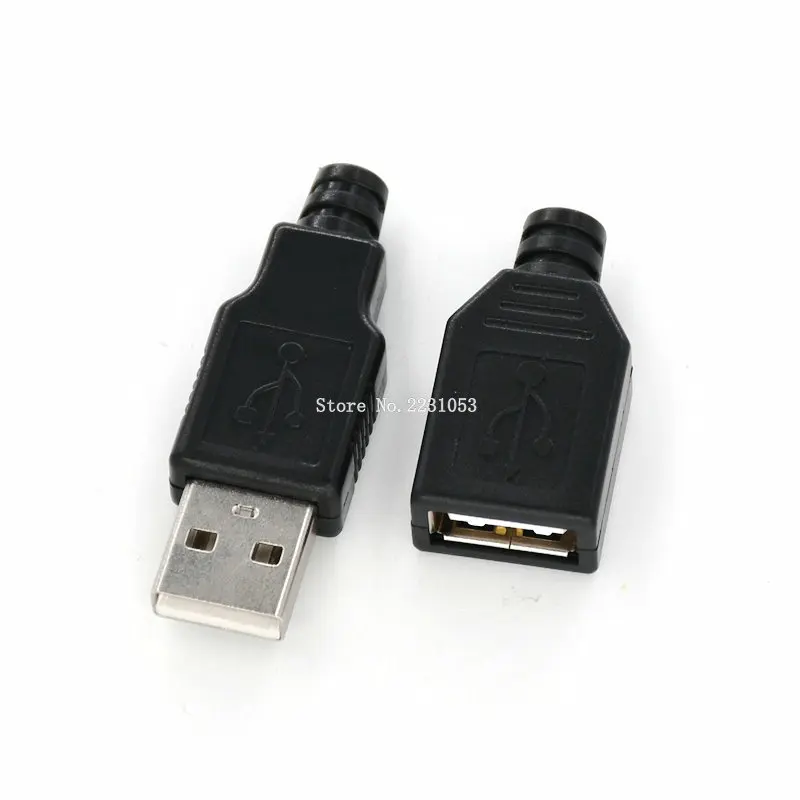 10 шт./лот Тип A входящий штекер USB 4 Pin разъем с черной Пластик крышка USB разъем