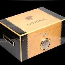 В руссину Роскошная большая емкость кедровая деревянная коробка для хранения сигар и сигар, цифровой гигрометр, деревянная коробка XJH009