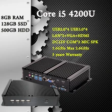 Мини-ПК Тонкий ПК Intel Core i5 4200U Макс 2.6 ГГц 8 ГБ Оперативной Памяти 128 ГБ SSD 500 ГБ HDD Бесплатная Доставка Супер Computador usb win 10 компьютер