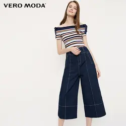 Vero Moda Topstitching широкие брюки укороченные джинсы | 31826I564