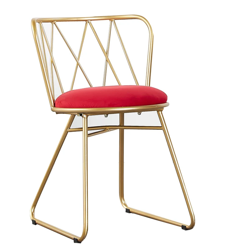 

Light luxury dining chair Nordic wrought iron chair velvet love chair Princess girl dressing table chair dressing stool