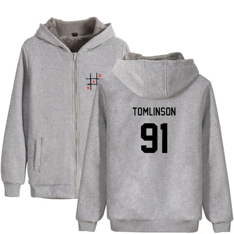 Frdun Tommy England Singer Louis Tomlinson 91 Print Fashion Thicker Hoodie Sweatshirt Zipper Sweatshirt Winter Warm Clothes