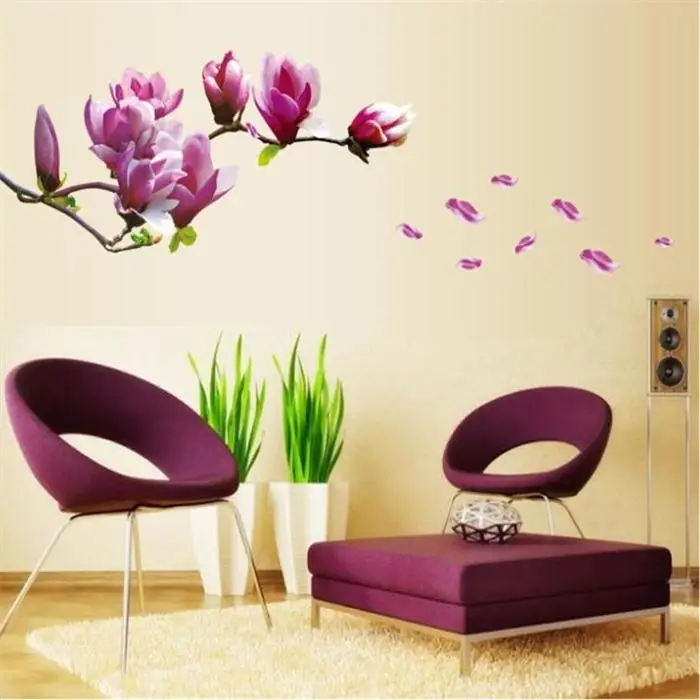 

High Quality 2014 New Luxury 3D peach Flower 150*55cm Bed Room Wall Vinyl Decal Art DIY Home Decor Wall Sticker ZY7105