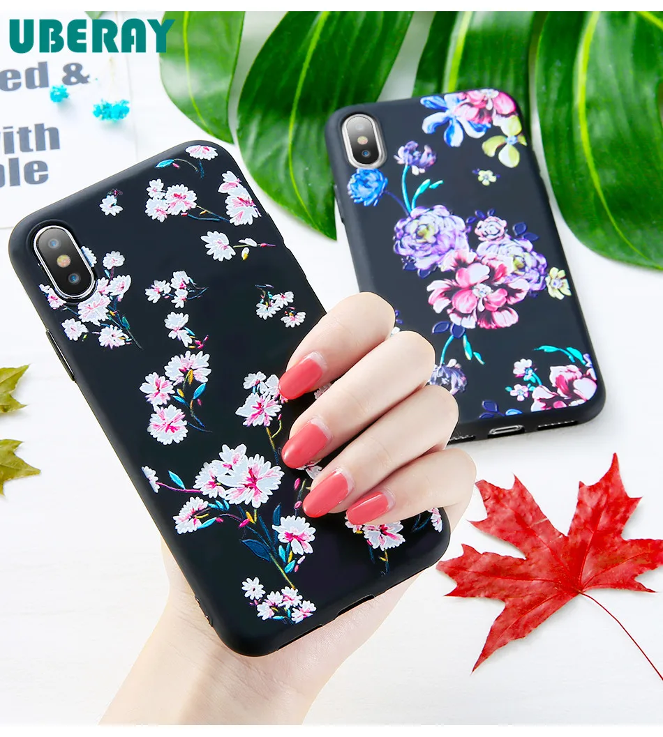 Чехол для iPhone 5S 5 SE 6 6s 3D Рельефный цветок Мягкие силиконовые чехлы телефонов X 7 8 Plus