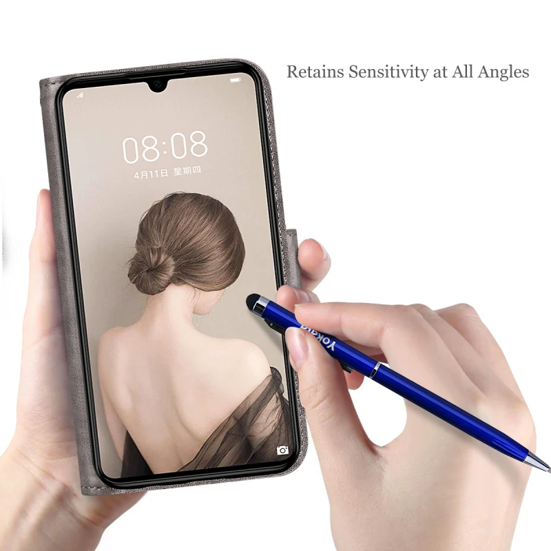 Роскошный кожаный чехол кошелек с откидной крышкой для HuaWei P30 pro сенсорным пером и