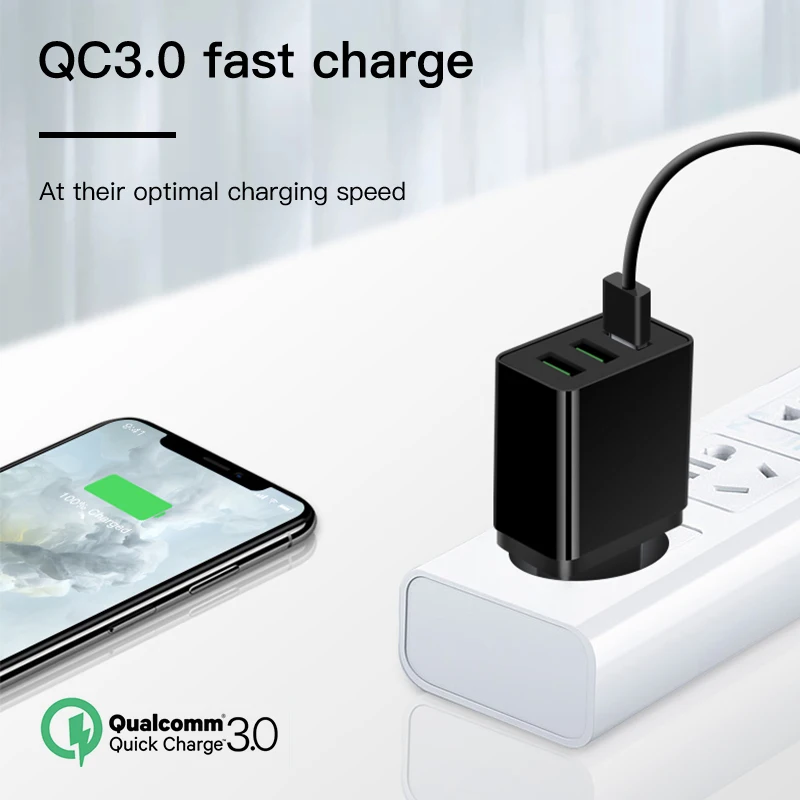 amzish Универсальное зарядное устройство USB для iPhone X XR 8 Plus iPad Quick Charge 3,0 Для samsung зарядное устройство Для Xiaomi USB зарядка Для huawei Быстрая зарядка для телефона