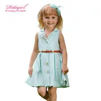 Pettigirl New Arrival Light Green Girls One Pcs  Dresses With Belt Children Autumn Wears GD80718-05