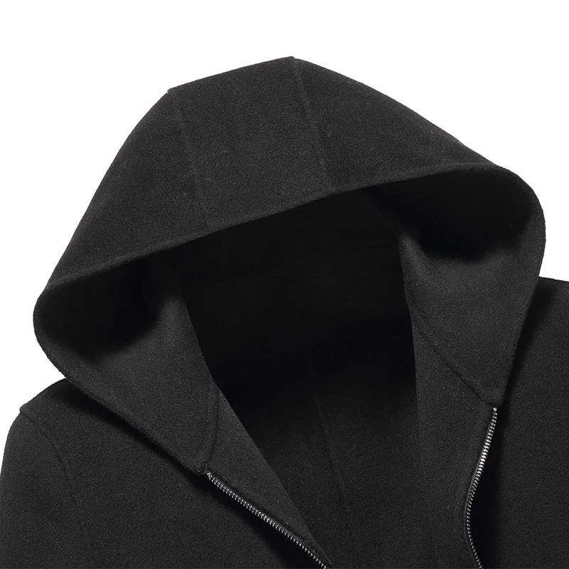 Модные черные шерстяное пальто с капюшоном Для мужчин 2018 Фирменная Новинка модель Для мужчин s Зима длинный плащ пальто плюс Размеры M-4XL