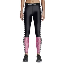 New Arrival Black- Pink Patchwork Women Plus Size Running Pants S To 4XL 3 Patterns Black Sport Leggins